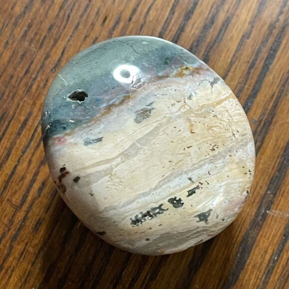 Ocean Jasper palm stone crystal natural druzy white yellow red banding banded gr - Picture 1 of 9